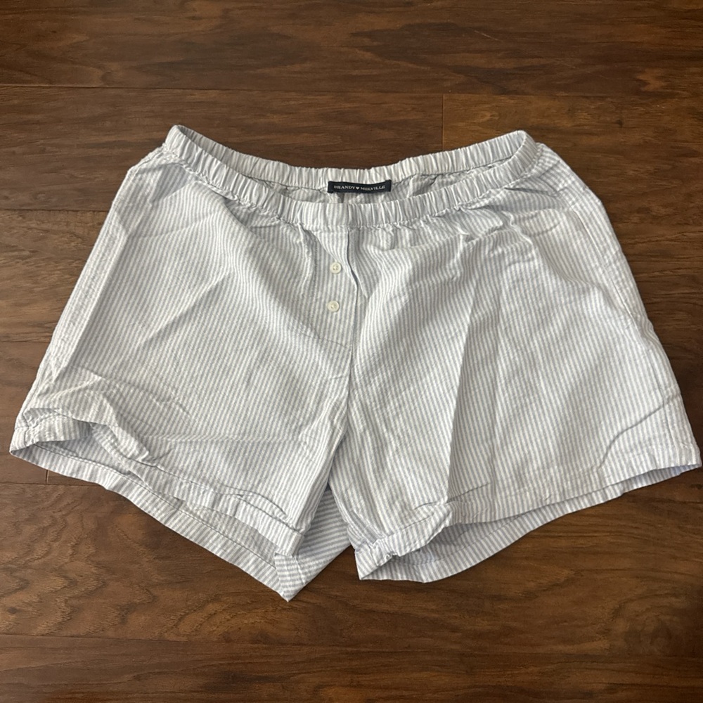 Light Blue Stripe Women’s Elastic-Waist Shorts